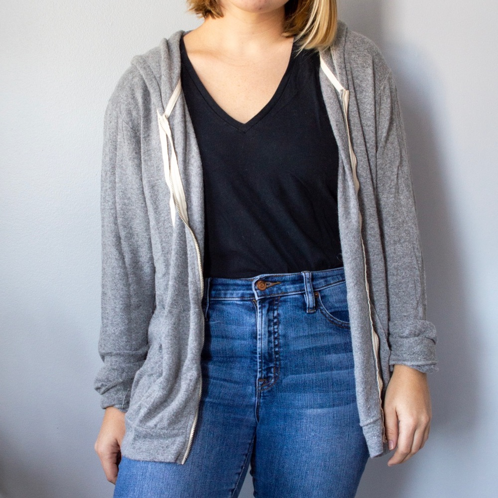 Brandy Melville Wool Zip-Up Hoodie